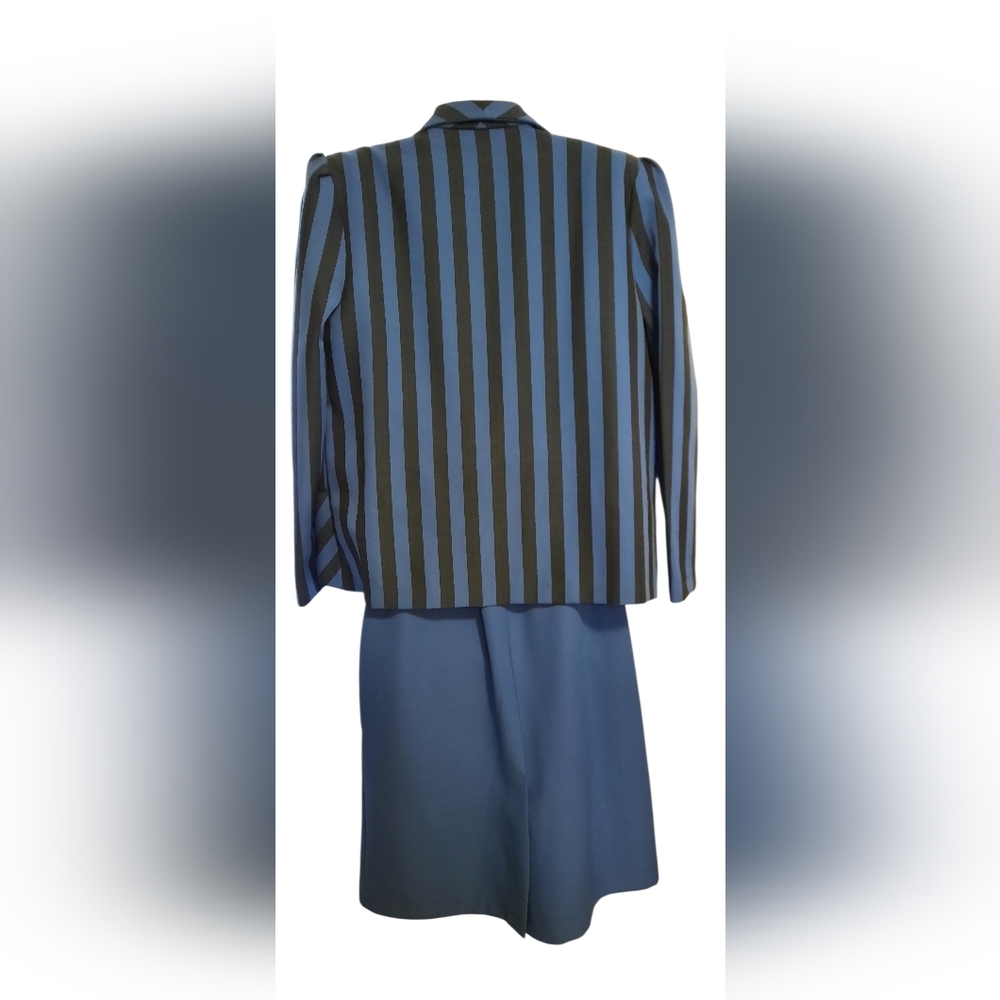 Vintage Blue and Black Striped Women's Blazer And Dress - Picture 5 of 16